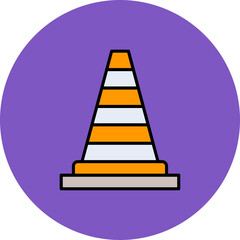 Traffic Cone Multicolor Circle Filled Line Icon