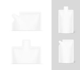 Pouch bag with curve spout. Vector illustration isolated on white background. Perfect for final pack shot. Can be use for refilling soap, liquids and other. EPS10.	