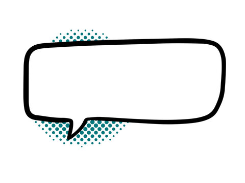 Hand drawn speech bubble on a retro dotted background. Illustration on transparent background
