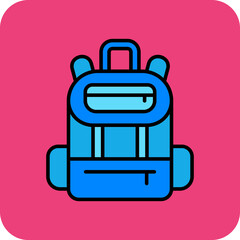 Backpack Multicolor Round Corner Filled Line Icon