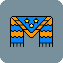 Shawl Multicolor Round Corner Filled Line Icon