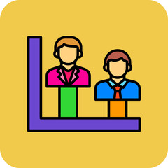 Bar Chart Multicolor Round Corner Filled Line Icon