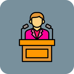 Politician Multicolor Round Corner Filled Line Icon