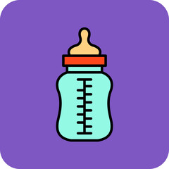 Baby Bottle Multicolor Round Corner Filled Line Icon