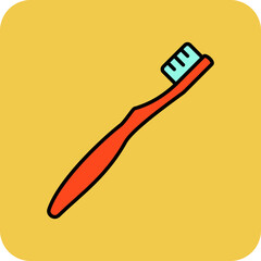 Toothbrush Multicolor Round Corner Filled Line Icon