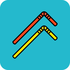 Plastic Straw Multicolor Round Corner Filled Line Icon