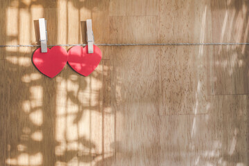 paper heart shape hanging on a string, love valentine concept