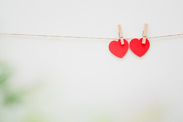 paper heart shape hanging on a string, love valentine concept