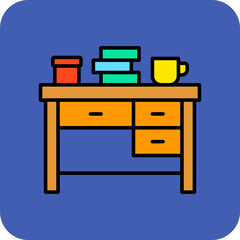 Table Multicolor Round Corner Filled Line Icon