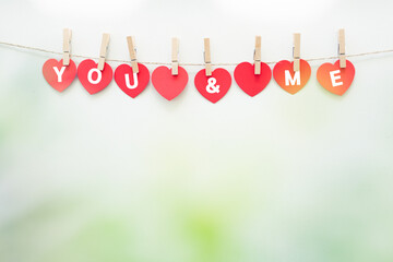 paper heart shape hanging on a string, love valentine concept