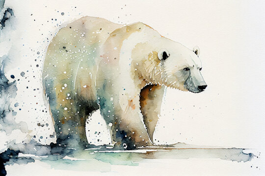 Bär in Aquarellfarben isoliert auf weißen Hintergrund. Generative Ai
