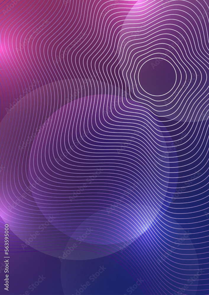 Poster abstract background liquid organic shapes of dynamic waves and circles, lines on a bright color back