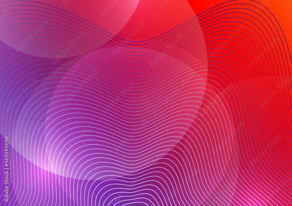 Poster abstract background liquid organic shapes of dynamic waves and circles, lines on a bright color back