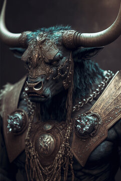 Generative AI illustration of minotaur monster