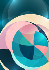 Obraz premium Colorful abstract circles, parts of a circle. Overlay circles. Fashion cover for poster, cover, banner, flyer, brochure. Vector