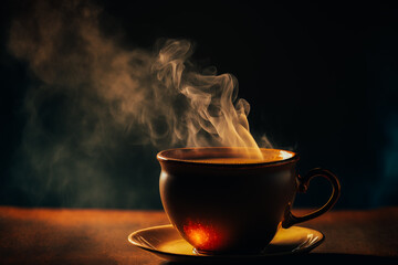 A photograph of a steaming pot of fragrant tea, with the aroma filling the air