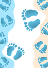 Baby foot prints, creative abstract background for your design. Vector