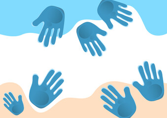 Abstract background, prints of children's palms. Vector