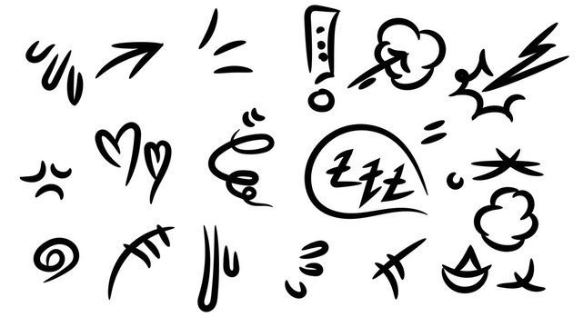 Hand Drawn Doodle Cartoon Expression Effect Element Collection