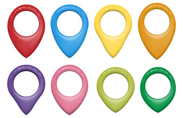 Set of realistic 3d mark location. Locate pin gps map. Vector illustration.
