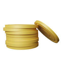 3D rendering Golden coin money, PNG 3D element