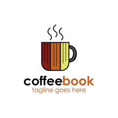 Coffee Book Logo Design Template with coffee icon book. Perfect for business, company, restaurant, mobile, app, etc