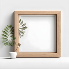 Mock up contemporary style, 3d rendering, 3d illustration, blank vertical picture wooden frame, empty copy space, modern interior wall background, interior space, living room.