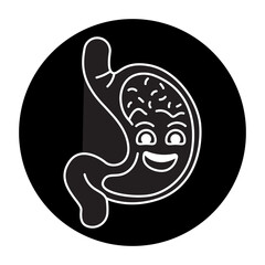 Human organ stomach color line icon. Mascot of emotions.