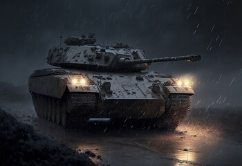 german tank in the nature created with Generative AI technology