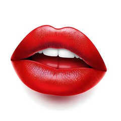red lips isolated on white, generative ai 