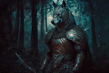Fototapeta na wymiar Exotic warrior wolf Ai generated