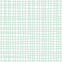 Turquoise burlap mesh on white seamless pattern. Stylized canvas texture. Hand drawn uneven graph paper. For textile, wrapping paper, wallpaper, stationery and packaging design