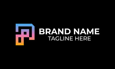 Modern creative p letter logo design identity vector shape using grid line idea with infinity concept