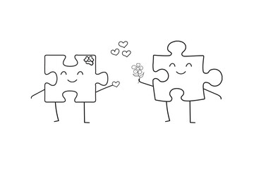 cute puzzle piece in love