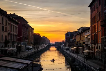 Foto op Canvas Navigli District, Milan at Dusk © V8 Digital