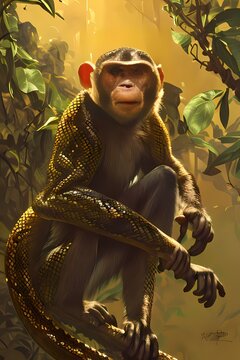 animal with 2 gene mutations between monkey and pythons version 5 - Generative AI