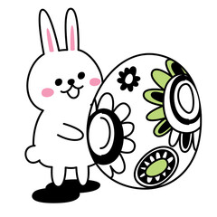 Happy Easter Day doodle. Cute rabbit for Easter day in doodle styles.