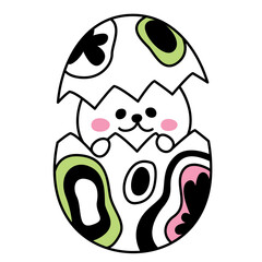 Happy Easter Day doodle. Cute rabbit for Easter day in doodle styles.