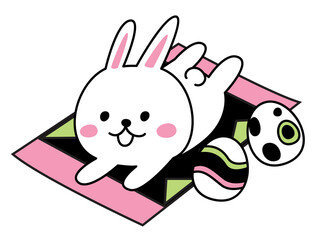 Happy Easter Day doodle. Cute rabbit for Easter day in doodle styles.