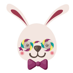 Cute rabbit wear colorful eyeglasses. 