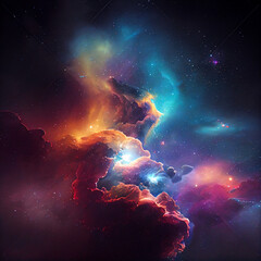 Obraz na płótnie Canvas Abstract outer space endless nebula galaxy background. Generative ai.