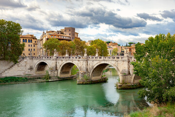 Fototapeta na wymiar View of Ponte Sant'Angelo