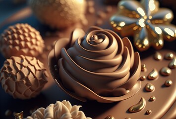 illustration close-up background of premium sweet dessert, sweet dream romantic happy time celebration idea for valentine dessert theme Generative Ai	