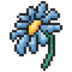 Fototapeta na wymiar Blue flower pixel style isolated on white background