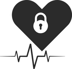 Heart icon, love symbol black vector
