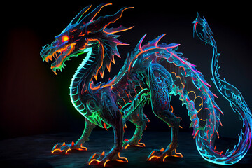 Naklejka premium Fantasy dragon, ai illustration