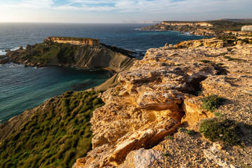 Fototapeta na wymiar Qarraba and Golden bay, Malta