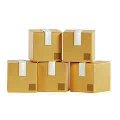 Realistic Pile of Cardboard Boxes 3D Render: Perfect for Logistics, Warehousing, Shipping and Industrial Design Concepts