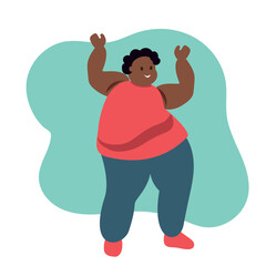 Body positive, happy dancing woman