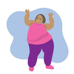 body positive concept. happy obese woman dancing